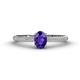 1 - Serina Classic Oval Cut Iolite and Round Diamond 3 Row Shank Engagement Ring 