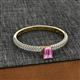 2 - Serina Classic Emerald Cut Pink Sapphire and Round Diamond 3 Row Shank Engagement Ring 