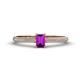 1 - Serina Classic Emerald Cut Amethyst and Round Diamond 3 Row Shank Engagement Ring 