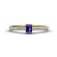 1 - Serina Classic Emerald Cut Iolite and Round Diamond 3 Row Shank Engagement Ring 