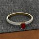 2 - Serina Classic Emerald Cut Red Garnet and Round Diamond 3 Row Shank Engagement Ring 