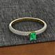2 - Serina Classic Emerald Cut Emerald and Round Diamond 3 Row Shank Engagement Ring 