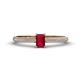 1 - Serina Classic Emerald Cut Ruby and Round Diamond 3 Row Shank Engagement Ring 