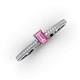 3 - Serina Classic Emerald Cut Pink Sapphire and Round Diamond 3 Row Shank Engagement Ring 