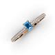 3 - Serina Classic Emerald Cut Blue Topaz and Round Diamond 3 Row Shank Engagement Ring 