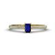 1 - Serina Classic Emerald Cut Blue Sapphire and Round Diamond 3 Row Shank Engagement Ring 