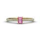 1 - Serina Classic Emerald Cut Pink Sapphire and Round Diamond 3 Row Shank Engagement Ring 