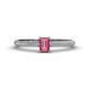 1 - Serina Classic Emerald Cut Pink Tourmaline and Round Diamond 3 Row Shank Engagement Ring 