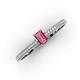 3 - Serina Classic Emerald Cut Pink Tourmaline and Round Diamond 3 Row Shank Engagement Ring 