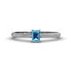 1 - Serina Classic Emerald Cut Blue Topaz and Round Diamond 3 Row Shank Engagement Ring 