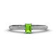 1 - Serina Classic Emerald Cut Peridot and Round Diamond 3 Row Shank Engagement Ring 