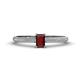 1 - Serina Classic Emerald Cut Red Garnet and Round Diamond 3 Row Shank Engagement Ring 