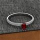 2 - Serina Classic Emerald Cut Red Garnet and Round Diamond 3 Row Shank Engagement Ring 