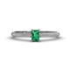 1 - Serina Classic Emerald Cut Emerald and Round Diamond 3 Row Shank Engagement Ring 
