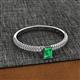 2 - Serina Classic Emerald Cut Emerald and Round Diamond 3 Row Shank Engagement Ring 