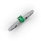 3 - Serina Classic Emerald Cut Emerald and Round Diamond 3 Row Shank Engagement Ring 