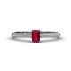 1 - Serina Classic Emerald Cut Ruby and Round Diamond 3 Row Shank Engagement Ring 
