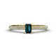1 - Serina Classic Emerald Cut London Blue Topaz and Round Diamond 3 Row Shank Engagement Ring 