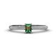 1 - Serina Classic Emerald Cut Lab Created Alexandrite and Round Diamond 3 Row Shank Engagement Ring 