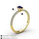 4 - Serina Classic Emerald Cut Blue Sapphire and Round Diamond 3 Row Shank Engagement Ring 