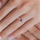 5 - Serina Classic Emerald Cut Amethyst and Round Diamond 3 Row Shank Engagement Ring 