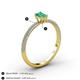 4 - Serina Classic Emerald Cut Emerald and Round Diamond 3 Row Shank Engagement Ring 