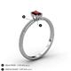4 - Serina Classic Emerald Cut Red Garnet and Round Diamond 3 Row Shank Engagement Ring 