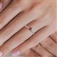 5 - Serina Classic Emerald Cut Rhodolite Garnet and Round Diamond 3 Row Shank Engagement Ring 