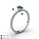 4 - Serina Classic Emerald Cut London Blue Topaz and Round Diamond 3 Row Shank Engagement Ring 