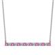 1 - Noya 2.50 mm Round Pink Sapphire and Diamond Horizontal Bar Pendant Necklace 