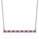 1 - Noya 2.50 mm Round Rhodolite Garnet and Diamond Horizontal Bar Pendant Necklace 