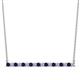 1 - Noya 2.00 mm Round Blue Sapphire and Lab Grown Diamond Horizontal Bar Pendant Necklace 