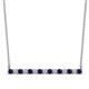 1 - Noya 2.50 mm Round Blue Sapphire and Lab Grown Diamond Horizontal Bar Pendant Necklace 