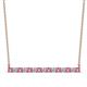 1 - Noya 2.50 mm Round Pink Sapphire and Lab Grown Diamond Horizontal Bar Pendant Necklace 