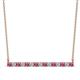 1 - Noya 2.50 mm Round Pink Tourmaline and Lab Grown Diamond Horizontal Bar Pendant Necklace 