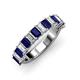 3 - Alaya Emerald Cut Blue Sapphire and Diamond 14 Stone Wedding Band 