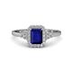 1 - Josie Rainbow Emerald Cut Lab Created Blue Sapphire and Round Diamond Halo Engagement Ring 
