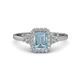 1 - Josie Rainbow Emerald Cut Aquamarine and Round Diamond Halo Engagement Ring 