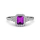 1 - Josie Rainbow Emerald Cut Amethyst and Round Diamond Halo Engagement Ring 