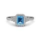 1 - Josie Rainbow Emerald Cut Blue Topaz and Round Diamond Halo Engagement Ring 
