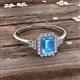 2 - Josie Rainbow Emerald Cut Blue Topaz and Round Diamond Halo Engagement Ring 