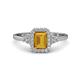 1 - Josie Rainbow Emerald Cut Citrine and Round Diamond Halo Engagement Ring 