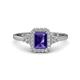 1 - Josie Rainbow Emerald Cut Iolite and Round Diamond Halo Engagement Ring 