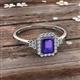 2 - Josie Rainbow Emerald Cut Iolite and Round Diamond Halo Engagement Ring 