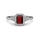 1 - Josie Rainbow Emerald Cut Red Garnet and Round Diamond Halo Engagement Ring 