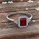 2 - Josie Rainbow Emerald Cut Red Garnet and Round Diamond Halo Engagement Ring 