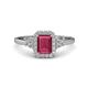 1 - Josie Rainbow Emerald Cut Rhodolite Garnet and Round Diamond Halo Engagement Ring 