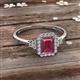 2 - Josie Rainbow Emerald Cut Rhodolite Garnet and Round Diamond Halo Engagement Ring 