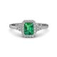 1 - Josie Rainbow Emerald Cut Lab Created Emerald and Round Diamond Halo Engagement Ring 