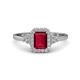 1 - Josie Rainbow Emerald Cut Lab Created Ruby and Round Diamond Halo Engagement Ring 
